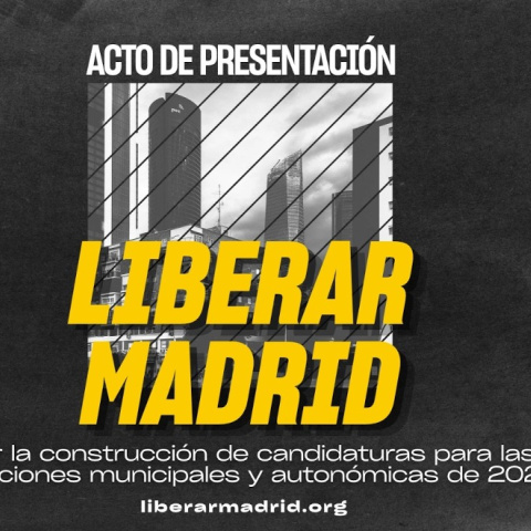 Presentación pública de Liberar Madrid en el Palacio de la Prensa. Liberar Madrid es una iniciativa política impulsada por Anticapitalistas Madrid y activistas independientes, sindicales y sociales de nuestro territorio. Vamos a construir candidaturas que planten cara a la derecha desde la izquierda popular y combativa, para estar presentes en las elecciones autonómicas y municipales de 2027 en la Comunidad de Madrid: una izquierda nueva para el pueblo trabajador, una candidatura para echar a la derecha y construir poder popular, un programa para transformar Madrid.

Intervienen:

Juan Roch, Lorena Ruiz Huerta, Beatriz Payo y Raúl Camargo, portavoces provisionales.


Andrea Raboso Profesora, sindicalista por la educación pública 
Blanca Martínez Activista del movimiento por la vivienda
Lucía Rico Médica y activista por la sanidad pública
Víctor Gargantilla Militante del movimiento estudiantil 
Marivi Nieto Activista de las residencias de mayores
José Ignacio García Portavoz de Adelante Andalucía
Nadwa Activista hispanopalestina


Música a cargo de Nacho Vegas.


Únete a la comunidad de Público. Periodismo incómodo para tiempos difíciles. http://bit.ly/3VylhmD


Periodismo, investigación y compromiso para construir un mundo más igualitario.
¡Suscríbete ya a nuestro canal!: https://bit.ly/2U8nM0q
Visita: https://www.publico.es
Síguenos en Facebook: https://www.facebook.com/diario.publico/
Síguenos en Twitter: https://twitter.com/publico_es
Síguenos en Instagram: https://www.instagram.com/publico.es
Síguenos en TikTok: https://www.tiktok.com/@publico_es
Síguenos en Bluesky: https://bsky.app/profile/publico.es