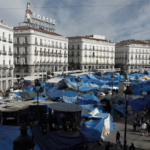 Acampada en la Puerta del Sol, este sábado.