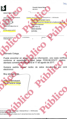 Folio 7.942 del sumario de la causa sobre los atentados de Las Ramblas y Cambrils. Folio 7.942 del sumario de la causa sobre los atentados de Las Ramblas y Cambrils.