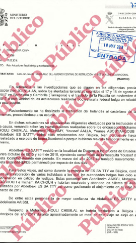 Folio 7.762 del sumario de la causa sobre los atentados de Las Ramblas y Cambrils. Folio 7.762 del sumario de la causa sobre los atentados de Las Ramblas y Cambrils.