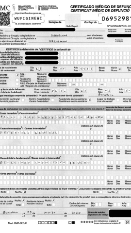 Certificado de defunción. / ARCHIVO