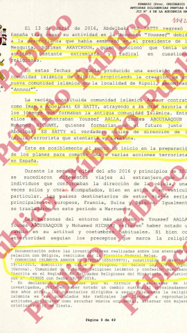 Folio 11.421 del sumario de la causa de los atentados cometidos en Barcelona el 17-A.