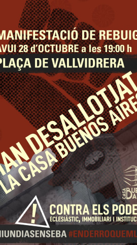 Cartel de la concentración en contra del desalojo de la Casa Buenos Aires. / Cartel de la concentración en contra del desalojo de la Casa Buenos Aires. /