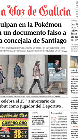 9/1/23 Portada de 'La Voz de Galicia' del 17 de enero de 2013.