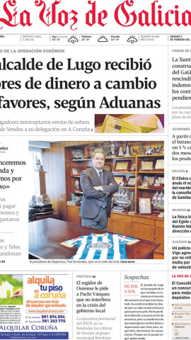 9/1/23 Portada de 'La Voz de Galicia' del 1 de febrero de 2014.
