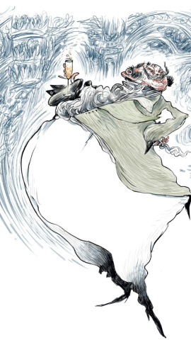 Una de les il·lustracions d'Oriol Malet incloses al llibre 'Un arbre de Nadal i una boda' de Dostoievski. Una de les il·lustracions d'Oriol Malet incloses al llibre 'Un arbre de Nadal i una boda' de Dostoievski.