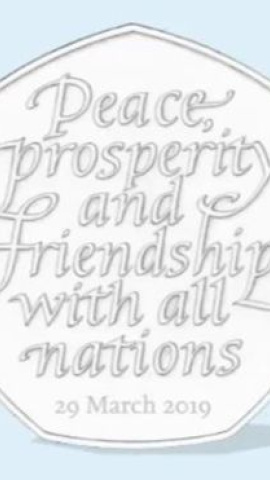 Imagen del diseño de la moneda conmemorativa con las fecha inicial del brexit, previsto para el 29 de marzo de 2019.- TESORO DE REINO UNIDO