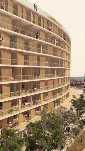 Imatge virtual de l'edifici de 62 habitatges al sector La Catalana, Sant Adrià del Besòs