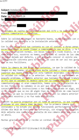 Mail consultando a Hispa temas técnicos de las cámaras que espían a Assange. Mail consultando a Hispa temas técnicos de las cámaras que espían a Assange.