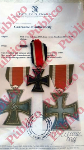 Certificado de autenticidad de la Cruz de Hierro nazi original adquirida por el Capitán Meroño. Certificado de autenticidad de la Cruz de Hierro nazi original adquirida por el Capitán Meroño.
