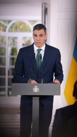 Imagen de archivo del presidente, Pedro Sánchez, durante una rueda de prensa.