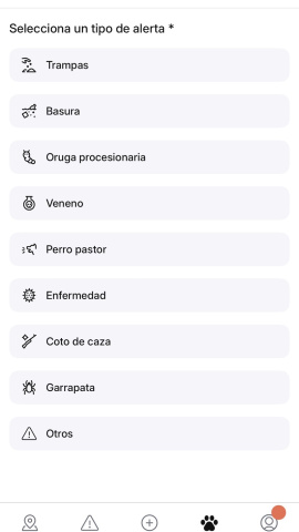 Captura de pantalla del menú de alertas de Doguify.