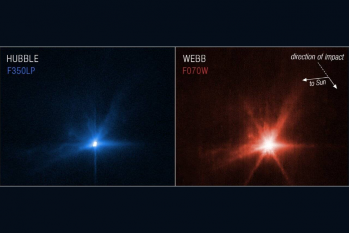 Los telescopios Webb y Hubble captan la colisión de la nave DART contra el asteroide Dimorphos