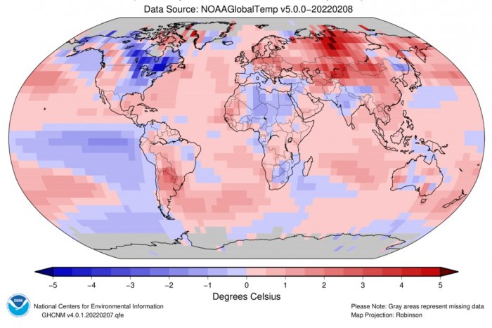La Tierra registra el sexto enero más cálido desde 1880