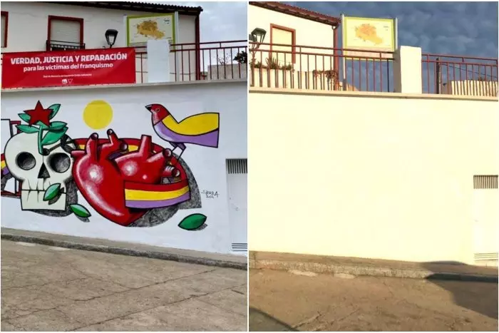 El PP borra el mural del artista Manuel Sierra que homenajea a las víctimas del franquismo en una localidad de Valladolid