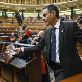El presidente del Gobierno, Pedro Sánchez, este miércoles durante la última sesión de control del año en el Congreso.