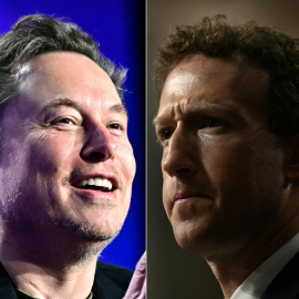 Montaje con fotos de Elon Musk y Mark Zuckewrberg.