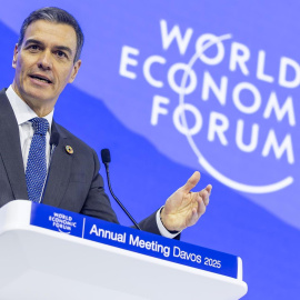 El presidente del Gobierno, Pedro Sánchez, interviene en el Foro de Davos este miércoles 22 de enero.