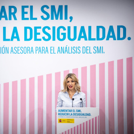 La vicepresidenta segona del govern espanyol, Yolanda Díaz, a l'acte de presentació de l'informe de la comissió d'experts sobre l'SMIData de publicació: dimecres 15 de gener del 2025, 13:58Localització: MadridLa vicepresidenta segona del govern espanyol, Yolanda Díaz, a l'acte de presentació de l'informe de la comissió d'experts sobre l'SMI