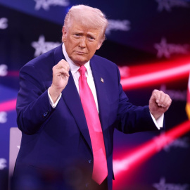 El presidente estadounidense Donald Trump durante la Conferencia de Acción Política Conservadora (CPAC) de 2025, en National Harbor.