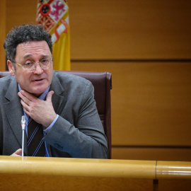 El fiscal general del Estado, Álvaro García Ortiz, durante su comparecencia en la Comisión de Justicia, en el Senado, a 18 de febrero de 2025, en Madrid.