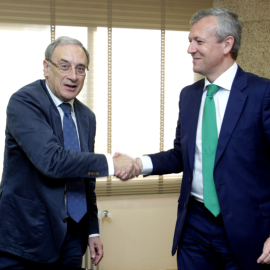 El director de la CRTVG, Alfonso Sánchez Izquierdo, y el presidente de la Xunta, Alfonso Rueda, en una imagen de archivo.