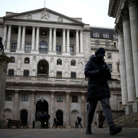 Vista de la sede del Banco de Inglaterra (BoE, según sus siglas en inglés) en la City de Londres.