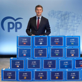 Alberto Núñez Feijóo, durante la presentación de sus avales para el próximo congreso nacional del PP.