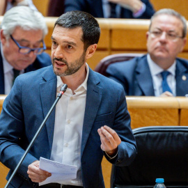 El ministro de Derechos Sociales, Consumo y Agenda 2030, Pablo Bustinduy, durante una sesión de control al Gobierno, en el Senado.