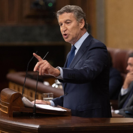 El presidente del PP, Alberto Núñez Feijóo, este miércoles.