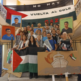 Los miembros de la asamblea de docentes 'Marea Palestina: La educación contra el genocidio'.