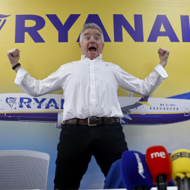 El consejero delegado de Ryanair Group, Michael O'Leary, posa mientras da una rueda de prensa en Madrid, este miércoles.