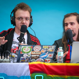 Pòdcast de 'L'arrabassada' durant el festival Futur Fest 2025, la trobada de creadors de contingut en català.