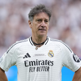 Alfonso Pérez en un partido del Real Madrid Leyendas en Madrid.