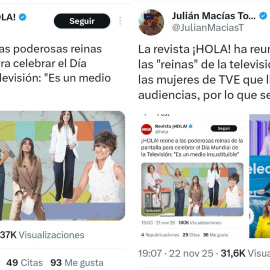 La publicación en X de ¿Hola! y la respuesta de los usuarios.