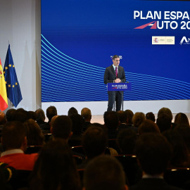 El presidente del Gobierno, Pedro Sánchez, durante su intervención en la presentación del Plan España Auto 2030.