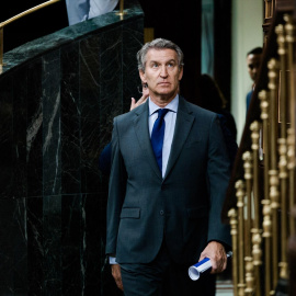 El presidente del Partido Popular, Alberto Nuñez Feijóo, en el Congreso de los Diputados, a 14 de julio de 2026.