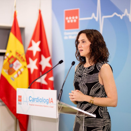 La presidenta de la Comunidad de Madrid, Isabel Díaz Ayuso, en el Hospital Universitario Ramón y Cajal, a 23 de junio de 2026.