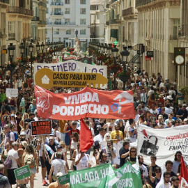 Manifestación por la vivienda en Málaga, a 27 de junio de 2026.