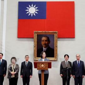 La presidenta de Taiwan, Tsai Ing-wen, en una comparecencia ante los medios tras la ruptura de relaciones diplomáticas de El Salvador. REUTERS/Stringer