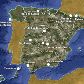 
 Red de Parques Nacionales de España. Fuente: Ministerio para la Transición Ecológica