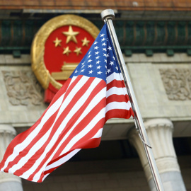 La bandera de EEUU, en un acto oficial en Pekín, en noviembre de 2017. REUTERS/Thomas Peter