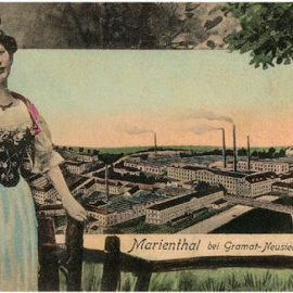Postal de 1915 con panorámica de la fábrica textil Marienthal. Archives for the History of Sociology in Austria