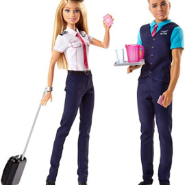 La Barbie pilota y su compañero, Ken, el auxiliar de vuelo. Mattel