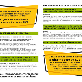 Imagen de la campaña de Europa Laica pidiendo que en la declaración de la renta no marquemos ninguna de las dos casillas que nos ofrece el impreso del IRPF.