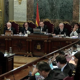  Captura de la señal institucional del Tribunal Supremo, durante la declaración del exconseller de Territori, Josep Rull, en el juicio del "procés". EFE/Tribunal Supremo