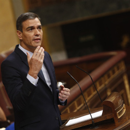 Pedro Sánchez durante el debate de investidura del pasado martes