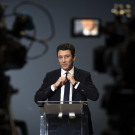 Benjamin Griveaux, al anunciar su retirada como candidato a la Alcaldía de París por En Marcha, la formación de Emmanuel Macron. AFP/Bonaventure