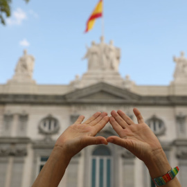 Concentración feminista frente al Tribunal Supremo en Madrid, tras su fallo condenatorio a La Manada. REUTERS/Susana Vera