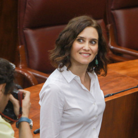 Isabel Díaz Ayuso, tras la votación que la ha convertido nueva presidenta de la Comunidad de Madrid. E.P./Ricardo Rubio